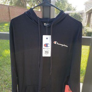 Men's Champion Jersey Pullover Hoodie Black Size M NWT